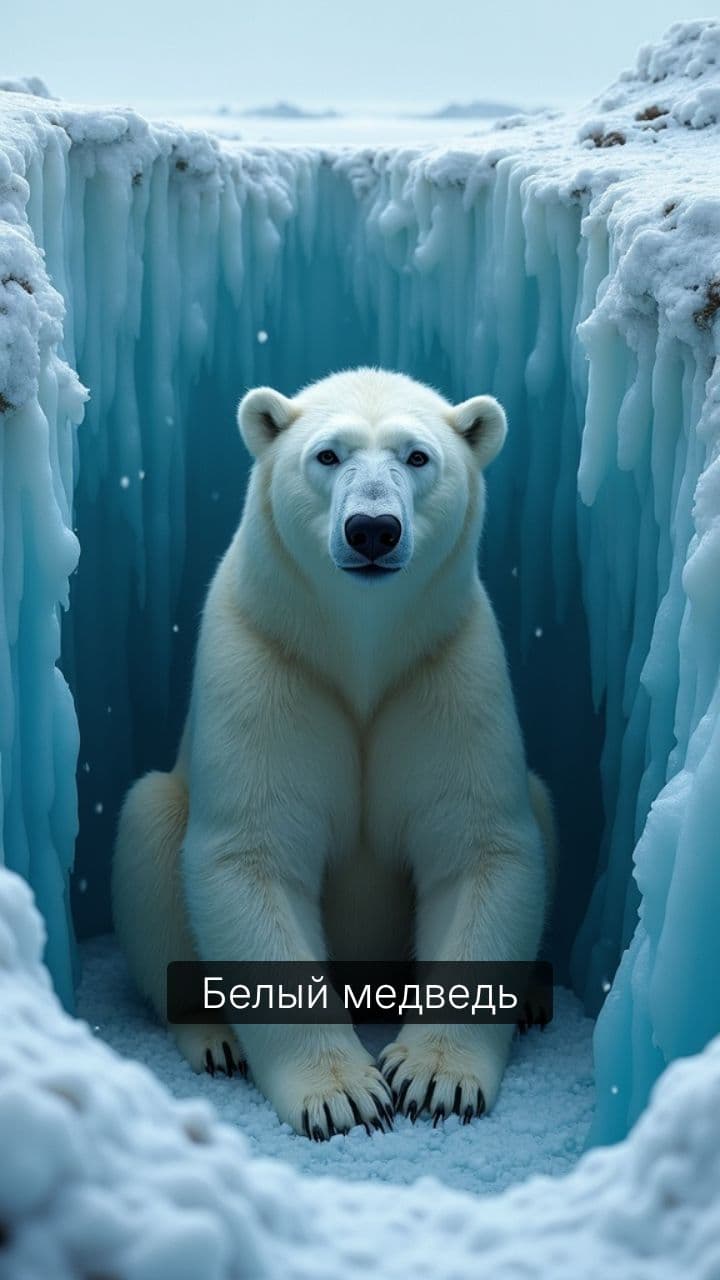 Белый медведь в яме