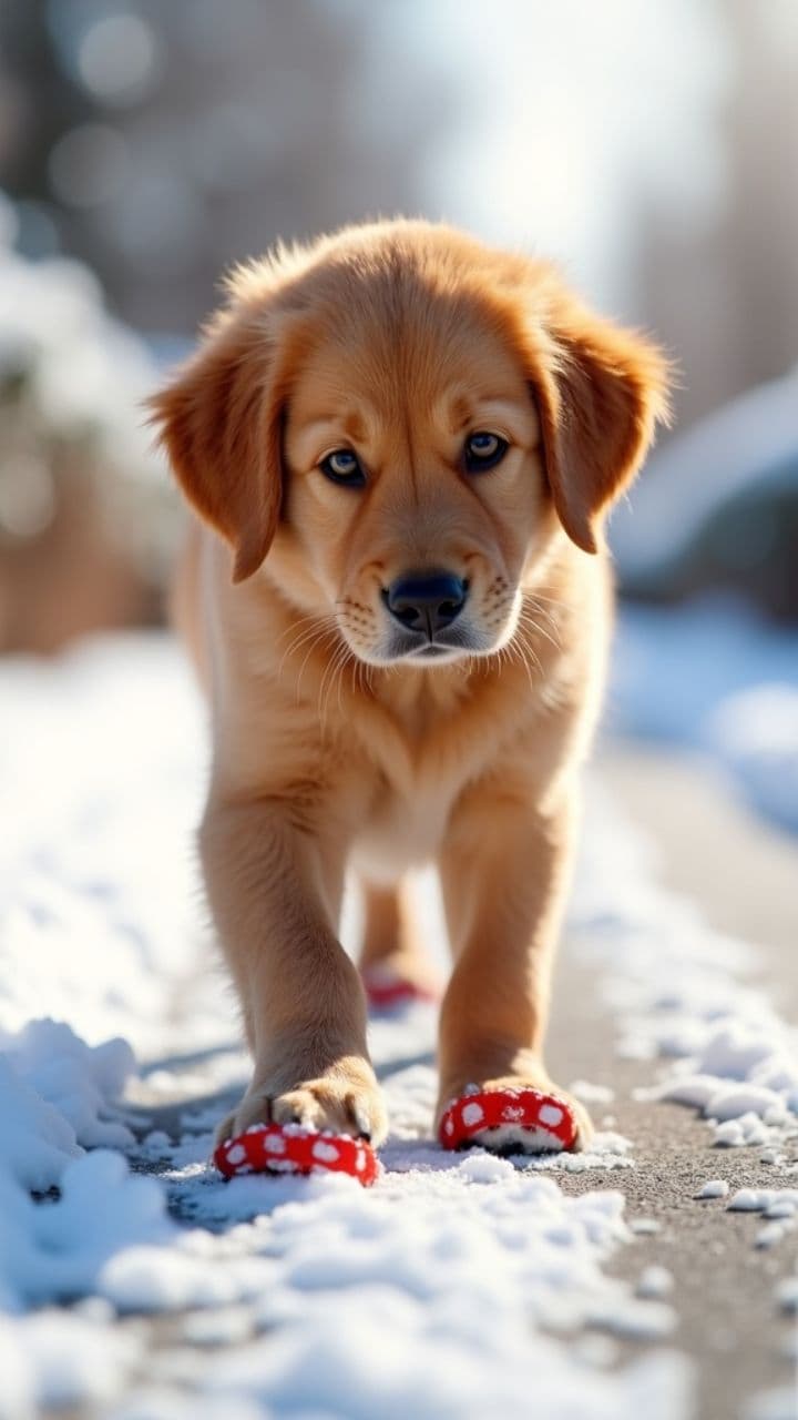 Hundespaziergang im Schnee