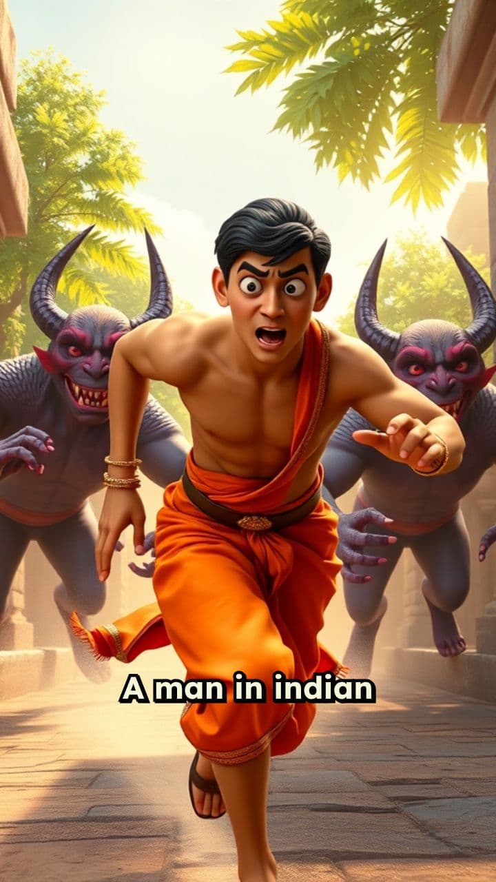 Man in Indian Costume Escapes Demons