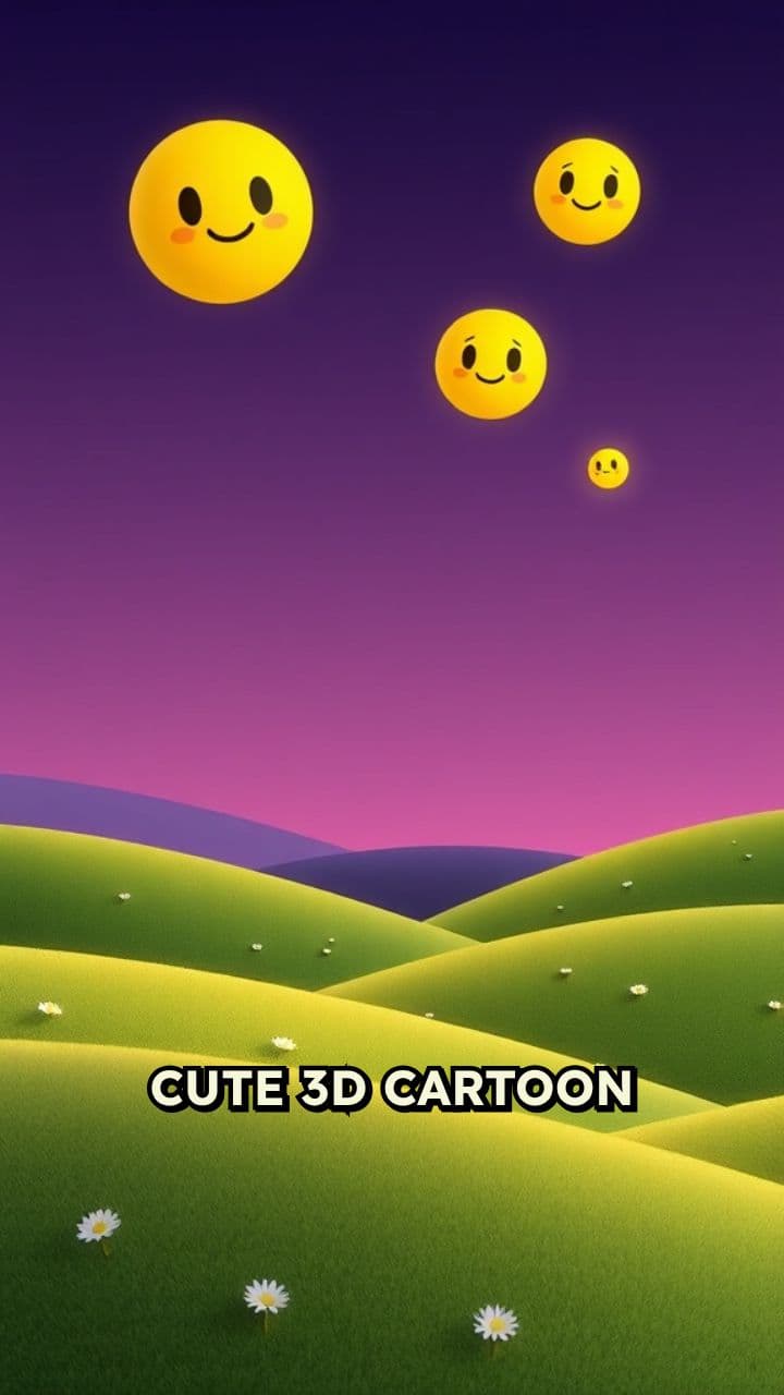 Cheerful Cartoon Kids Under Smiling Stars