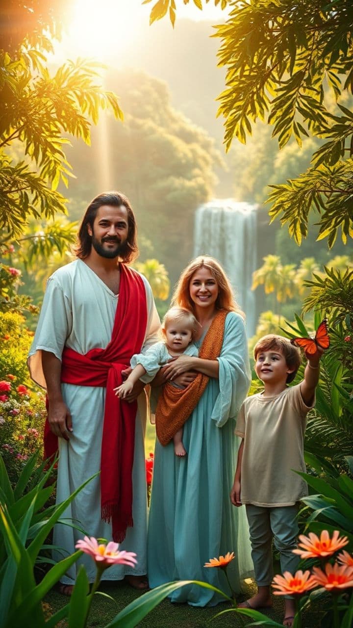 Familia en el Jardín del Edén