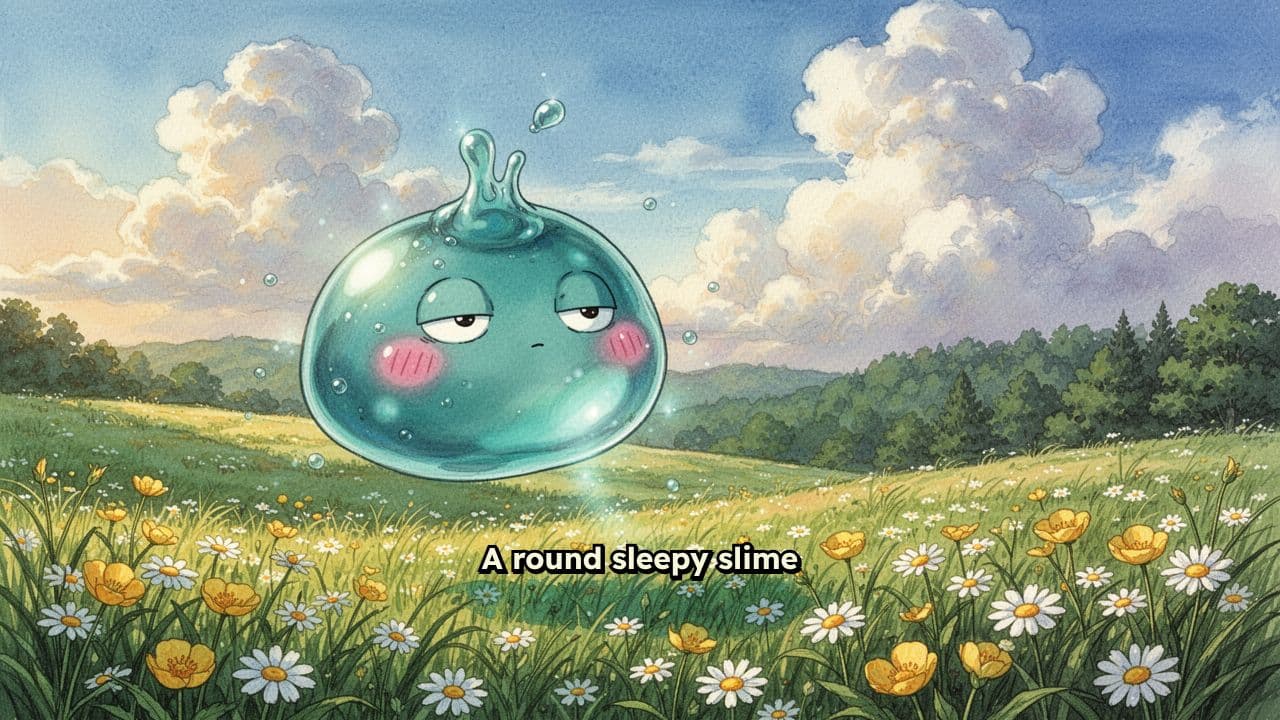 Sleepy Slime Bouncing on Grass
