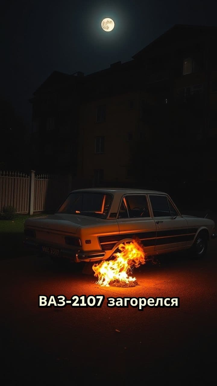 Пожар ВАЗ-2107 во дворе многоэтажки