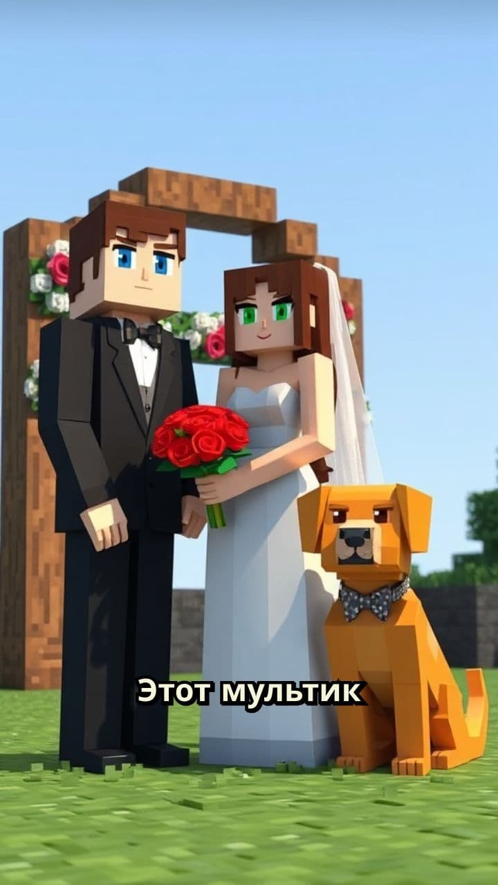 Собака и девушка в мире Майнкрафта