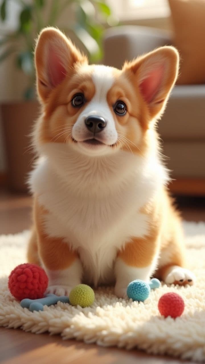 Corgi's Toy Time: A Plush Crab Adventure!