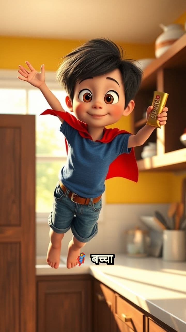 बच्चा उड़कर चॉकलेट ले गया