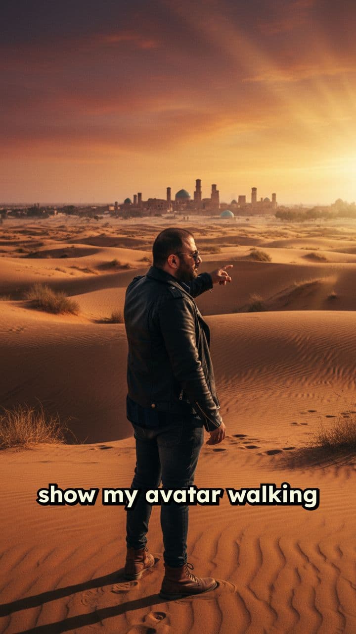 Desert Walk Toward Yazd View