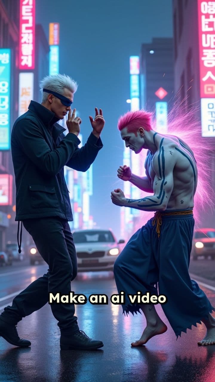 Neon Clash: Gojo vs. Akaza