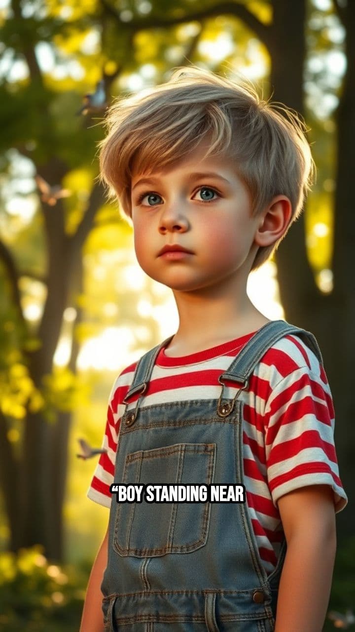 Boy by Trees with Birds