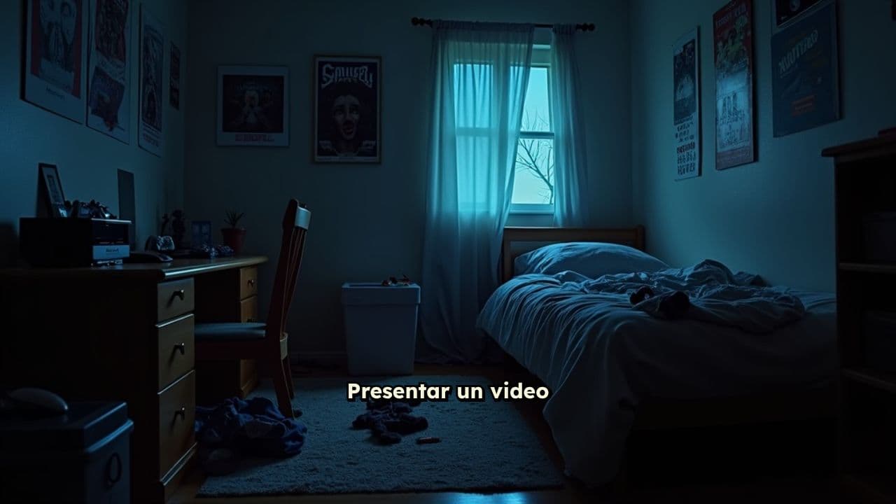 Habitación Adolescente con Luz Azulada