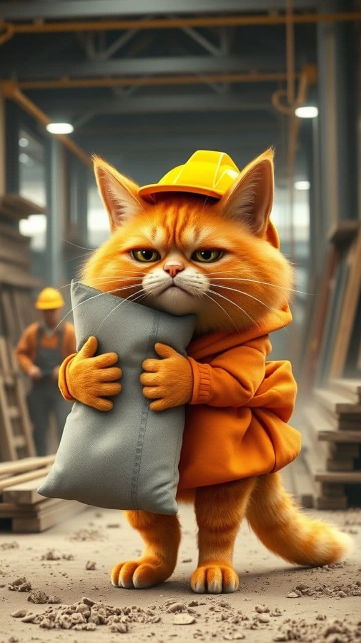 Tired Construction Cat
