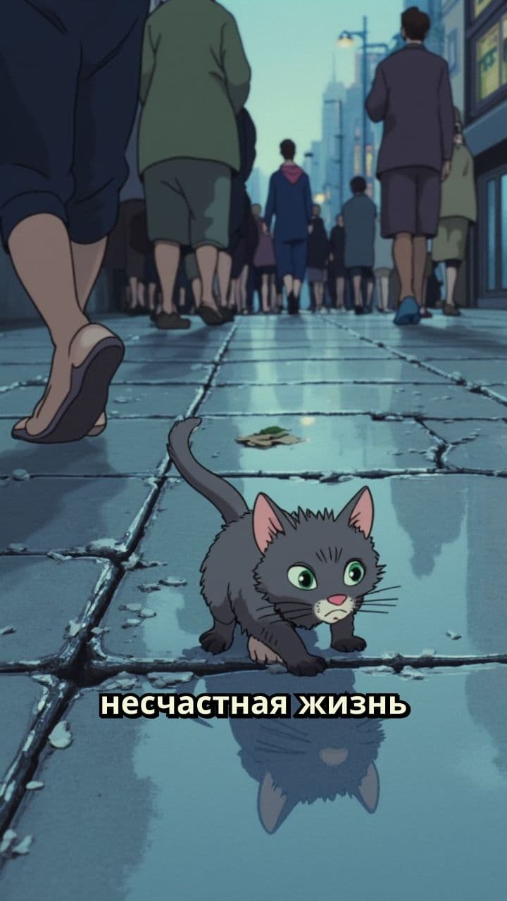 Несчастная жизнь котенка и бабочка