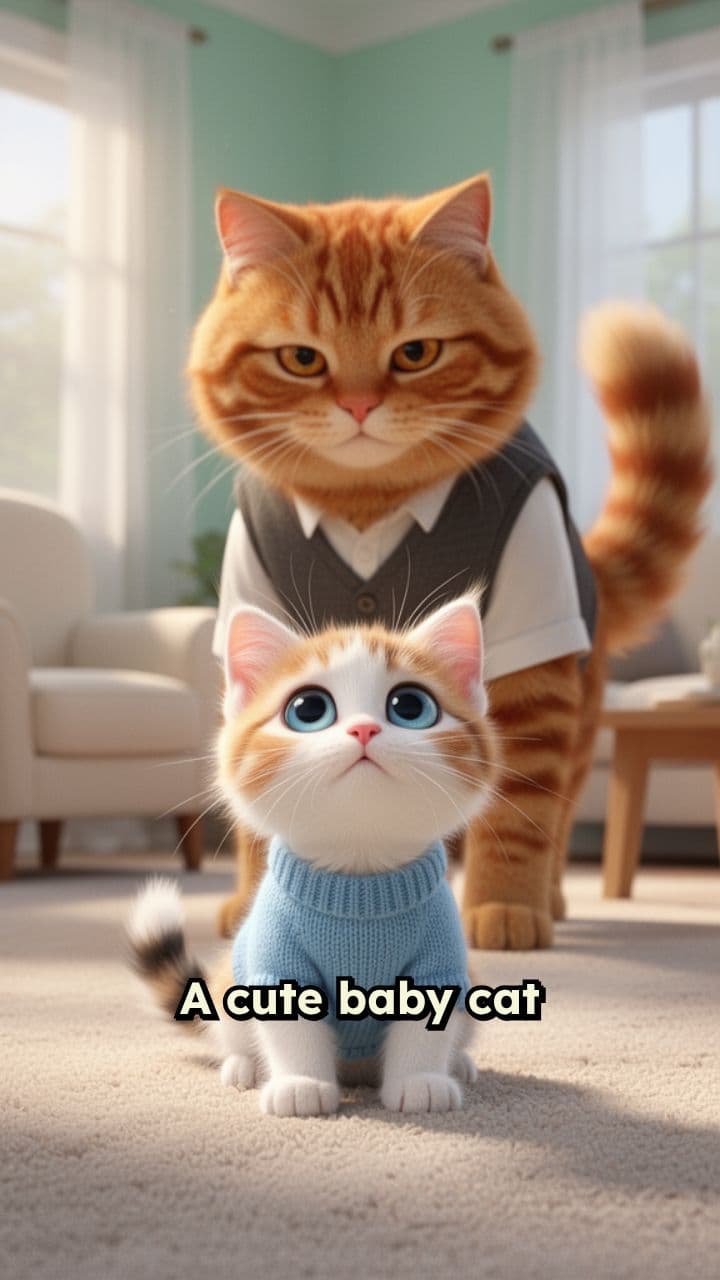 Talking Baby Kitty in Cozy Room