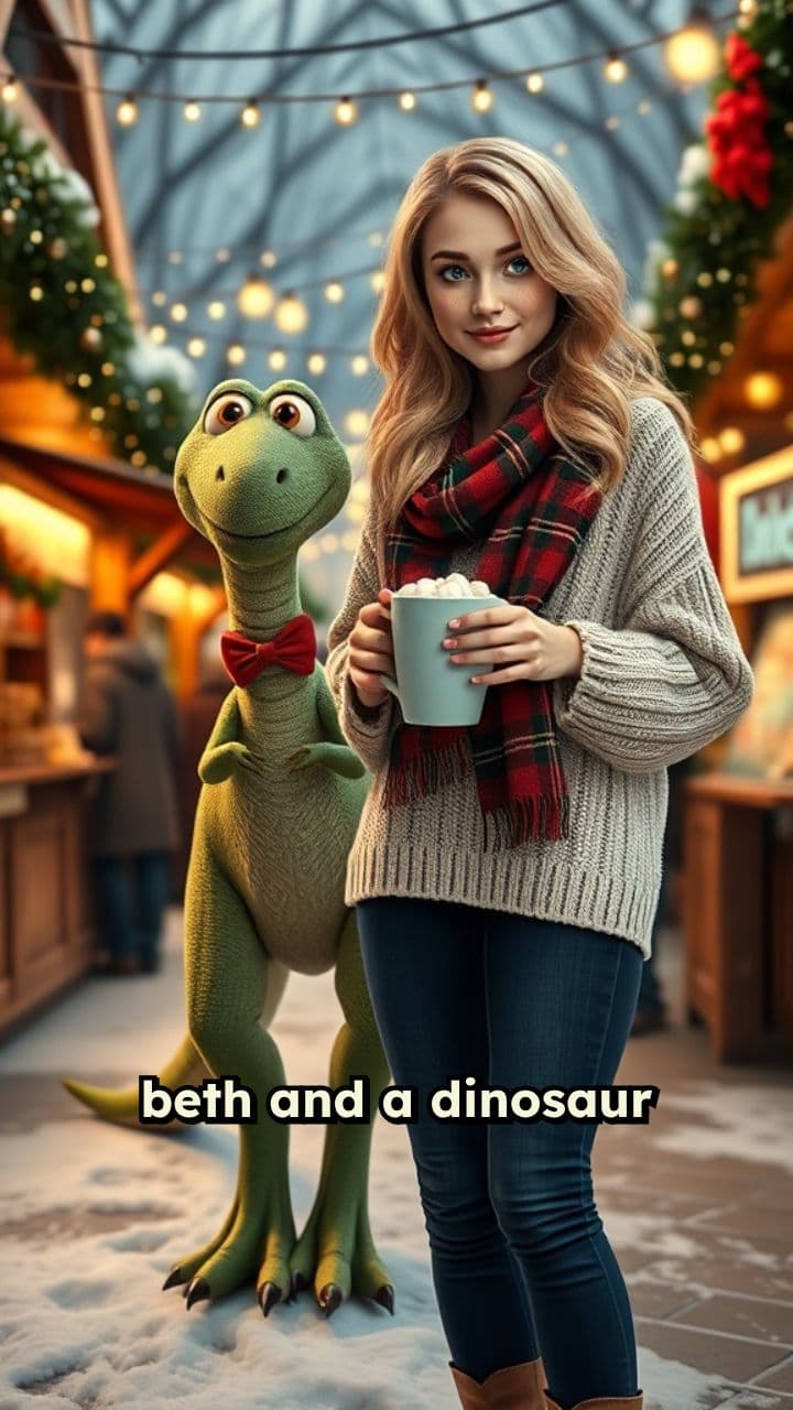 Dinosaur and Beth at Christmas Markets