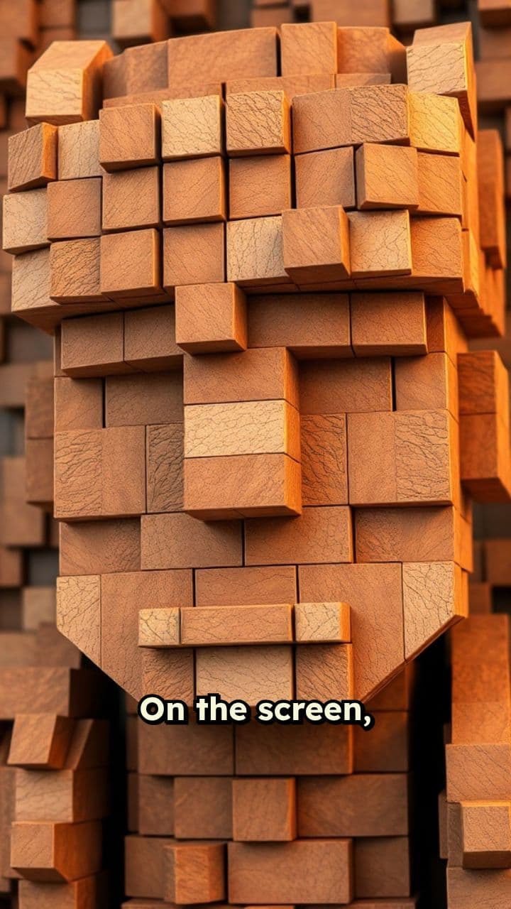 Minecraft Pixel Art to Statue Transition