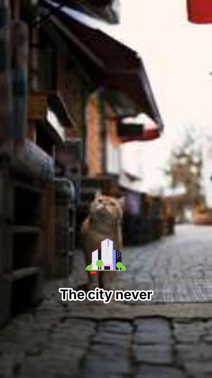 Coffee Cat in the Concrete Jungle