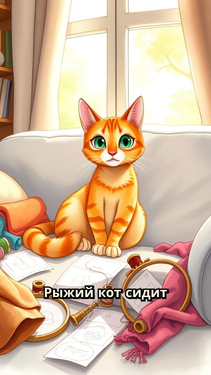 Рыжий кот-дизайнер одежды