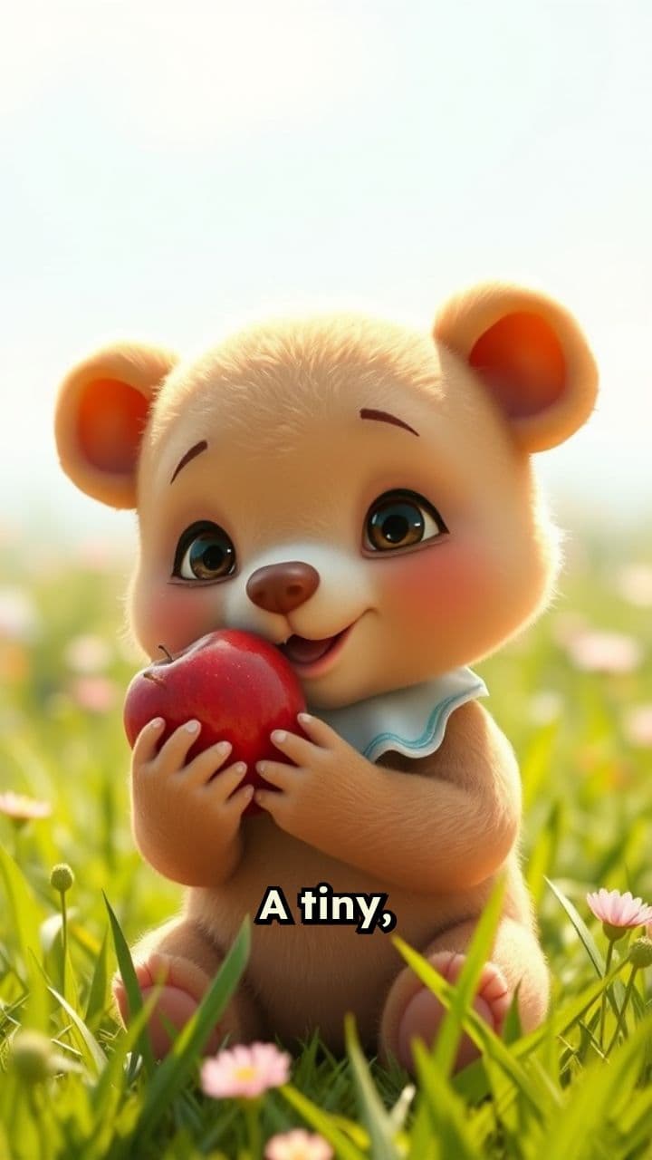 Adorable Baby Bear with Apple