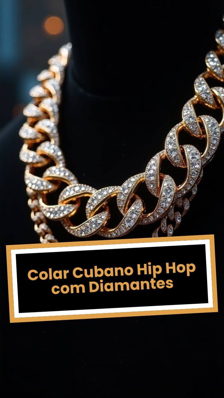 Colar Cubano Hip Hop com Diamantes