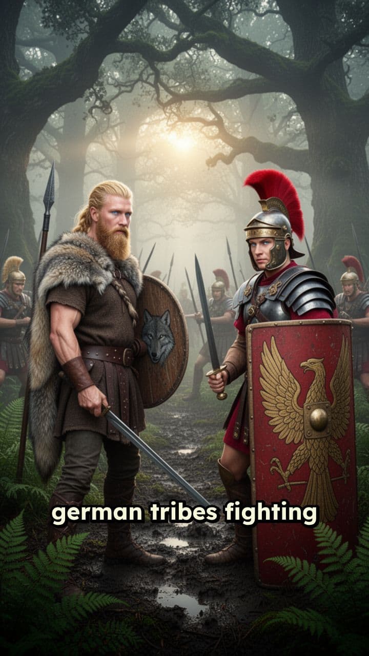 German Tribes vs Roman Legions Cartoon Style