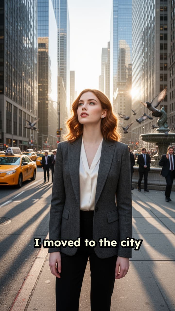 The Blue Sedan Behind Her