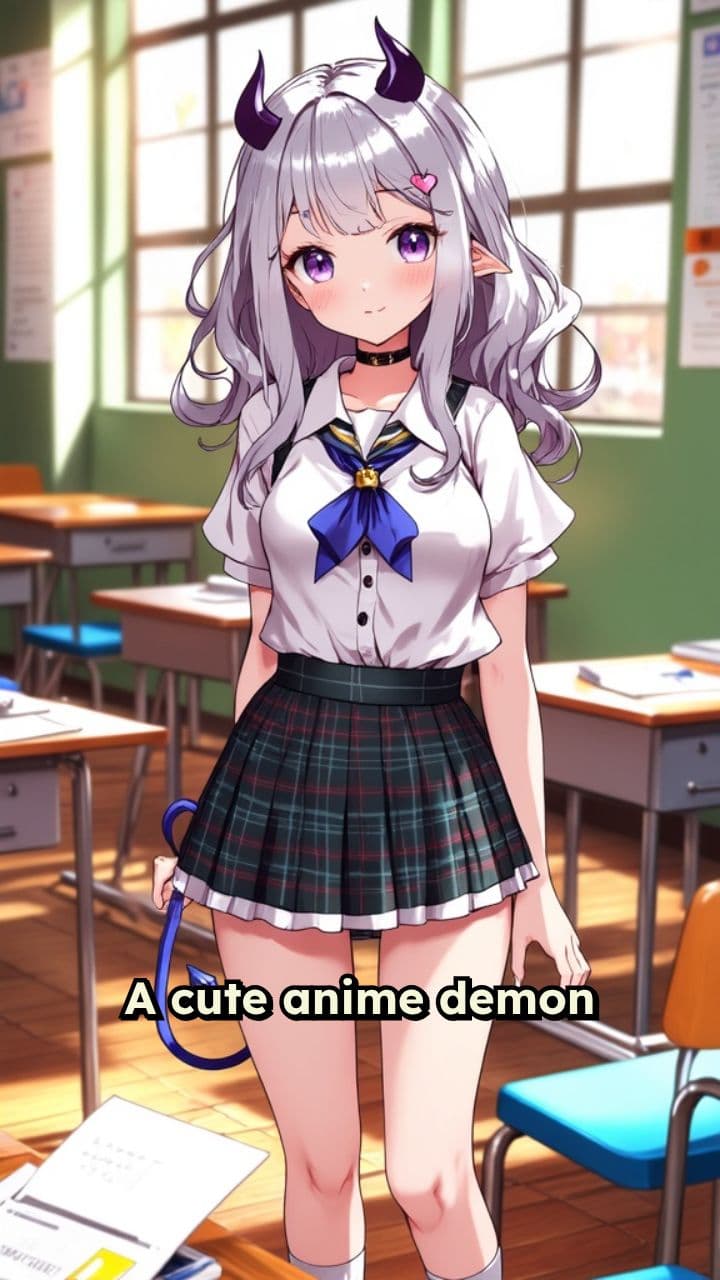 Demon Schoolgirl's Playful Tease