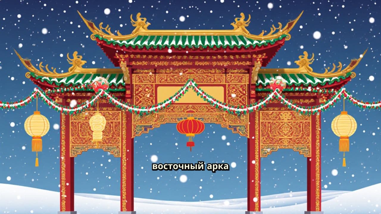 Восточный новогодний арка с игрушками