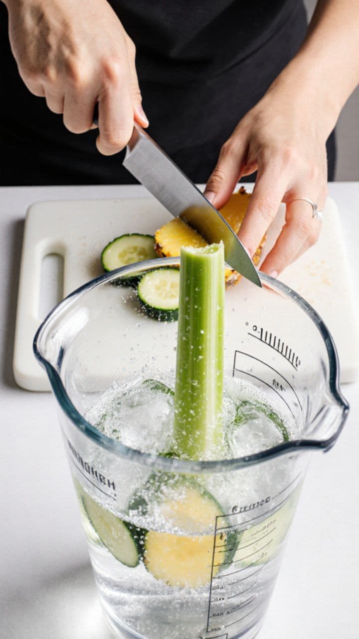 Celery Cucumber Pineapple Detox Water ASMR