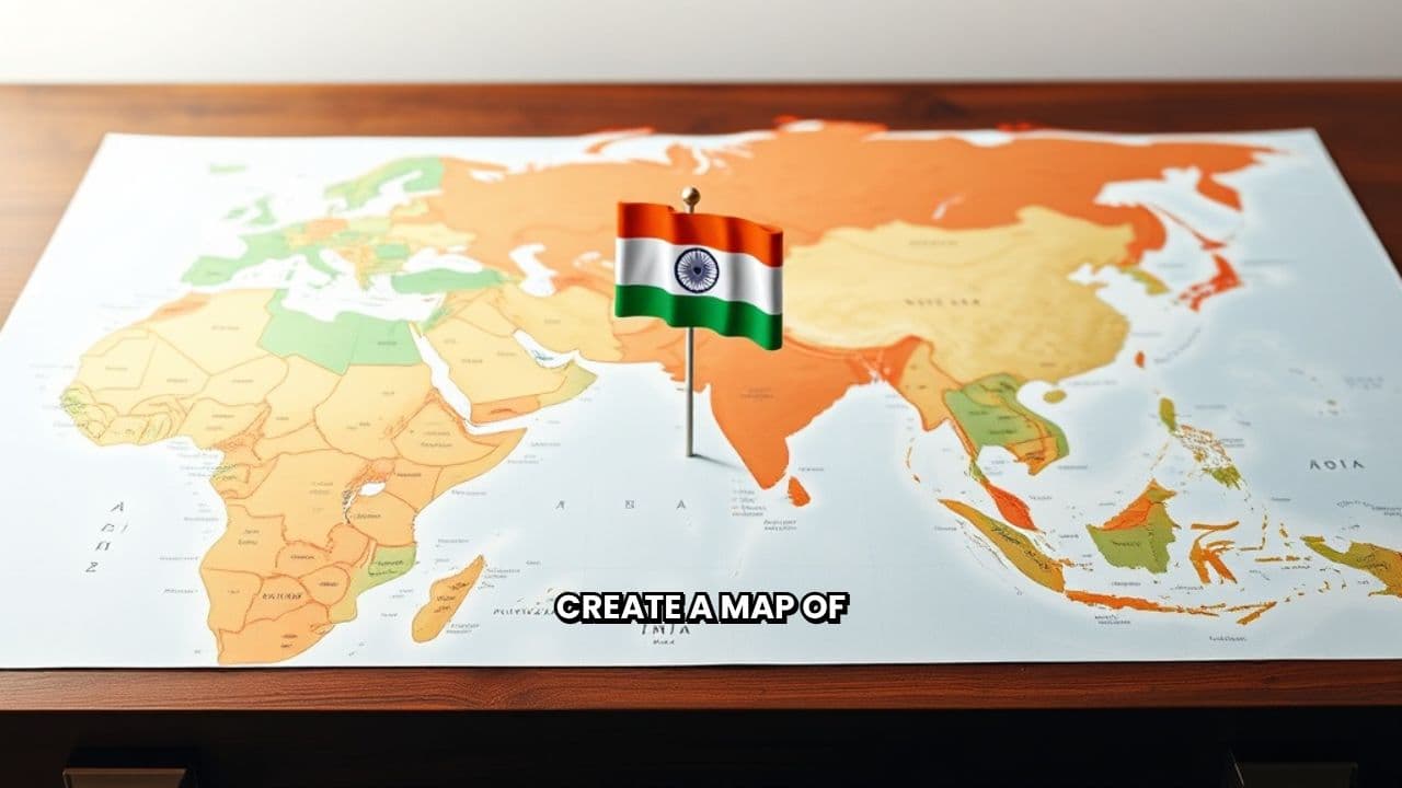 India's Flag on Asia Map