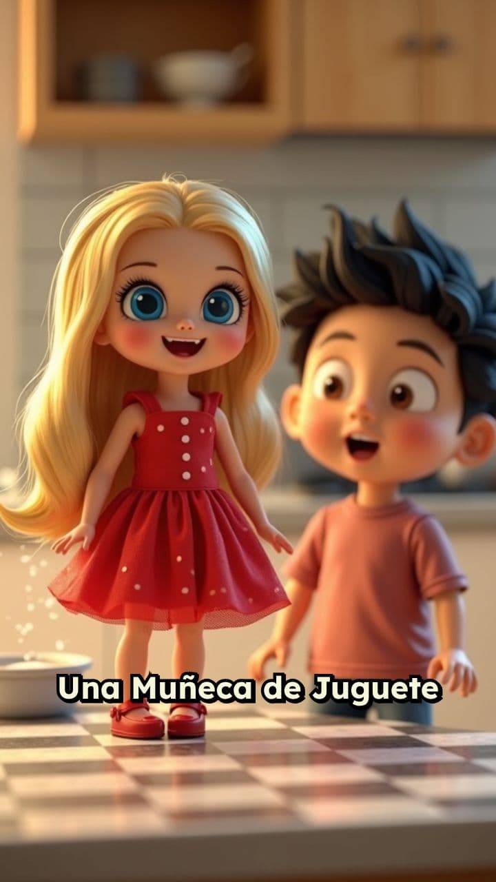 La muñeca traviesa y el chico sorprendido