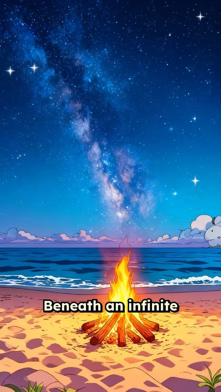 Cosmic Embrace: A Starlit Shore