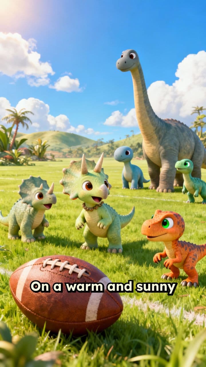 Baby Dinosaurs Play Football Together