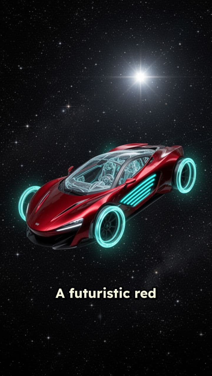 Cosmic Descent of a Red Sports Car