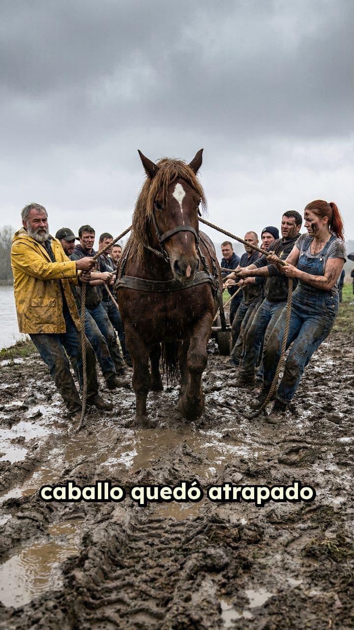 Diez personas rescatan caballo del lodo