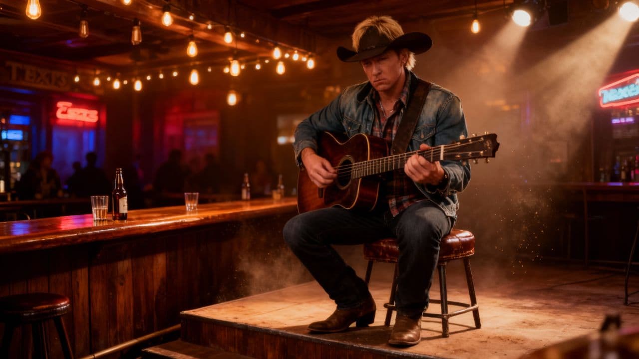 Cowboy Guitarist in a Bar