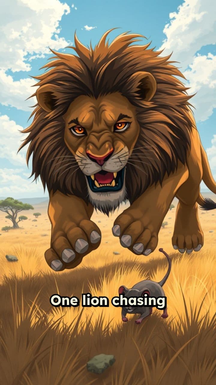 Lion Pursuing a Rat