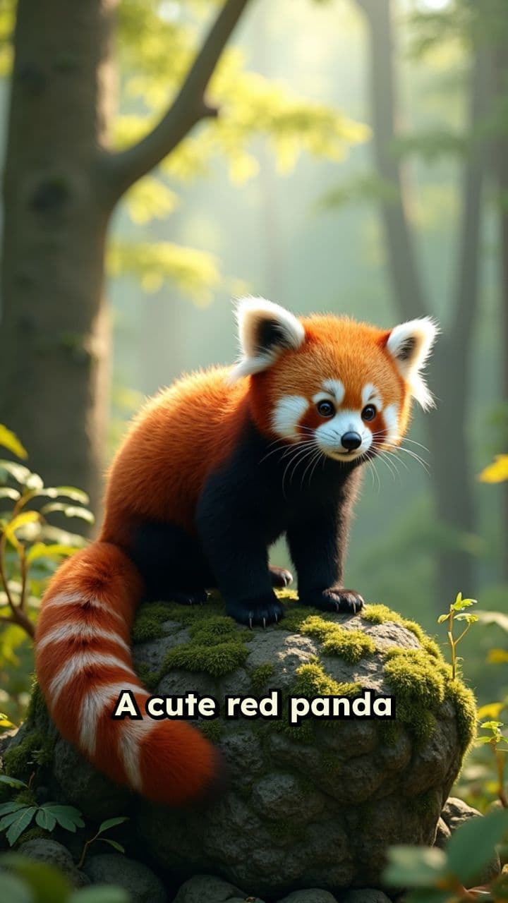 Playful Red Panda in a Vibrant Forest
