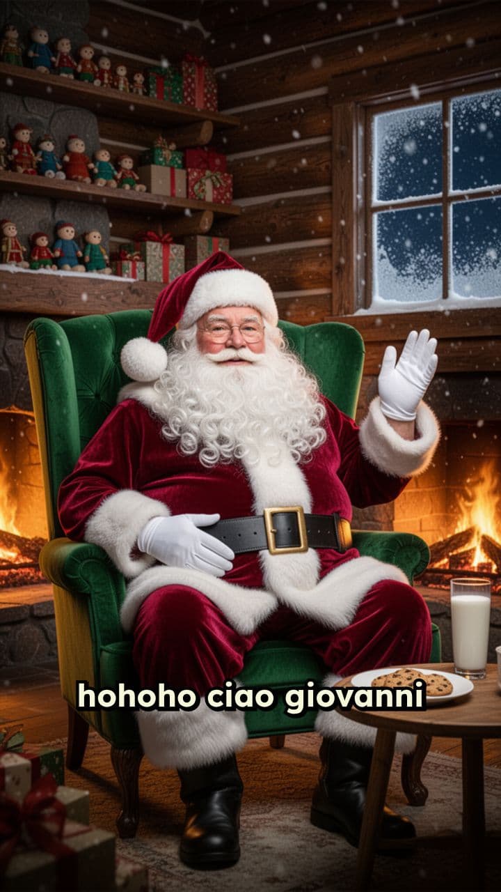 Babbo Natale saluta Giovanni e Martina