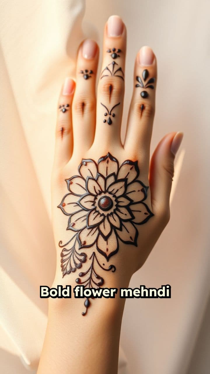 Bold Flower Mehndi Design Technique