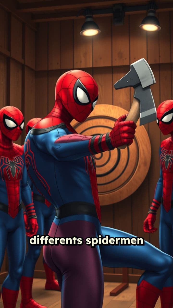 Spidermen en compétition de lancer de haches