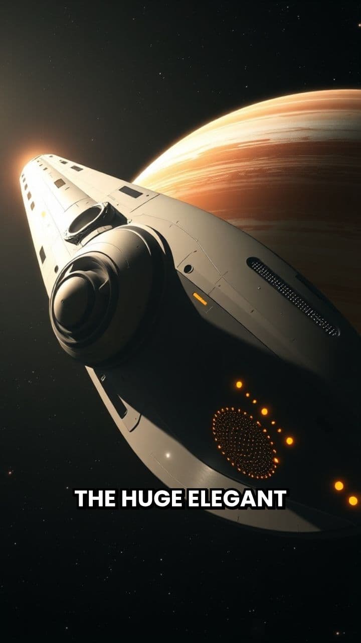 Elegant Starship by a Gas Giant