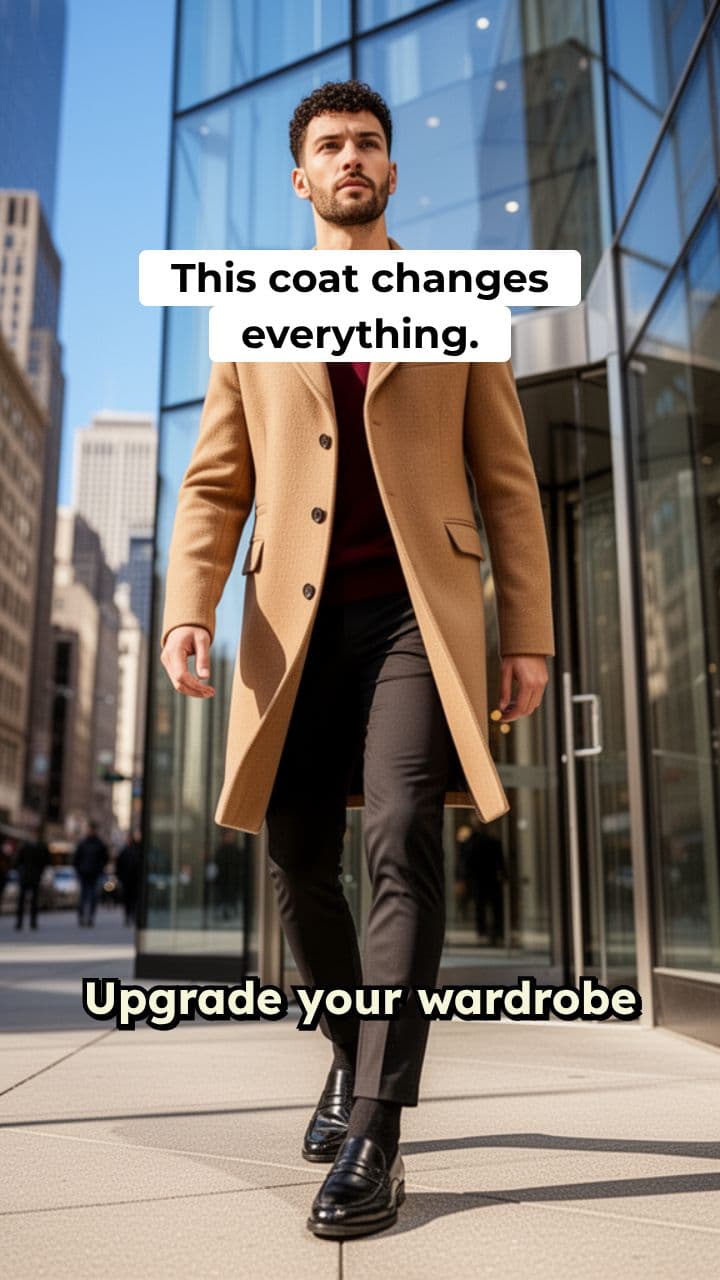 Burton Camel Signature 3 Button Epsom Wool Blend Coat Showcase