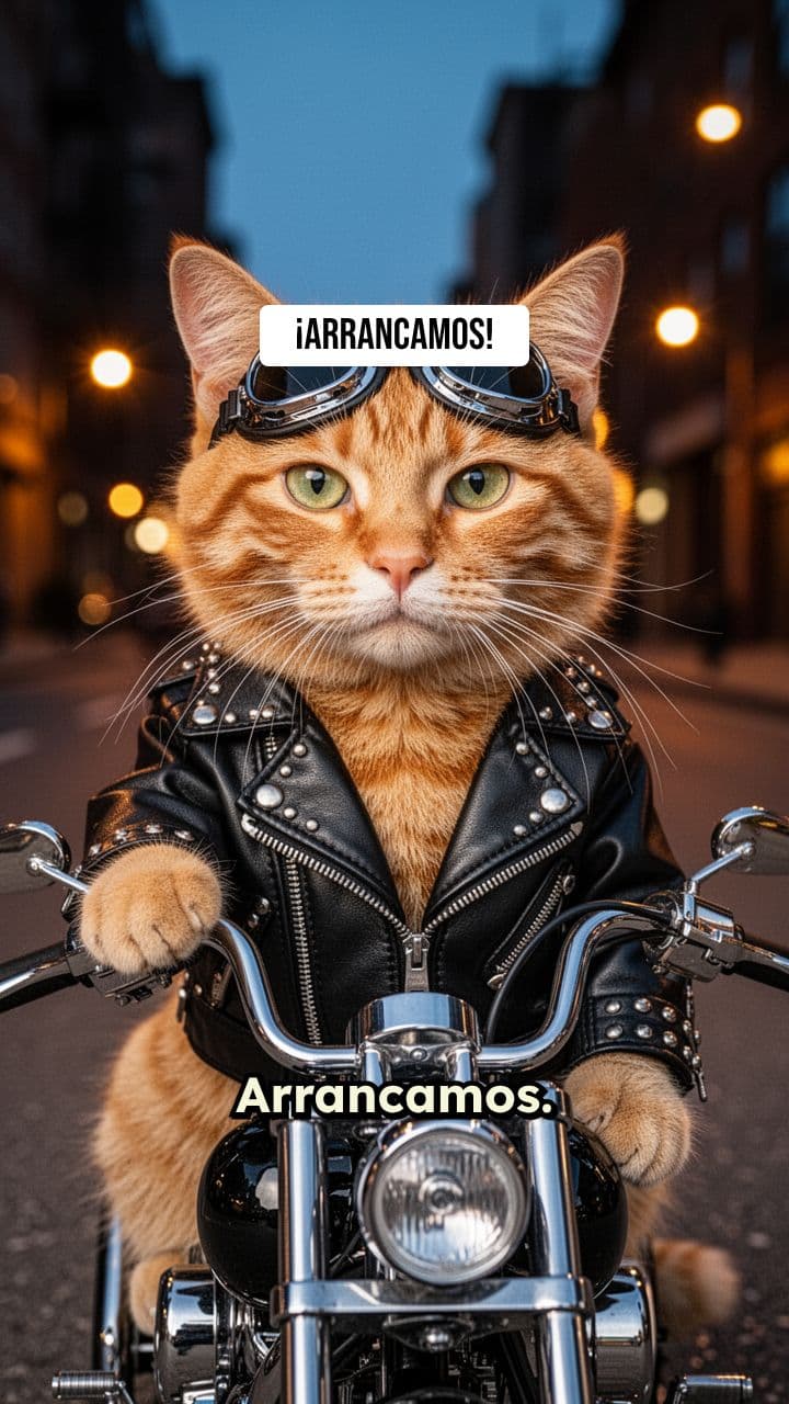 Gato Motociclista al Escape