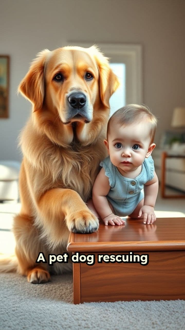 Dog Saves Baby from Falling Step