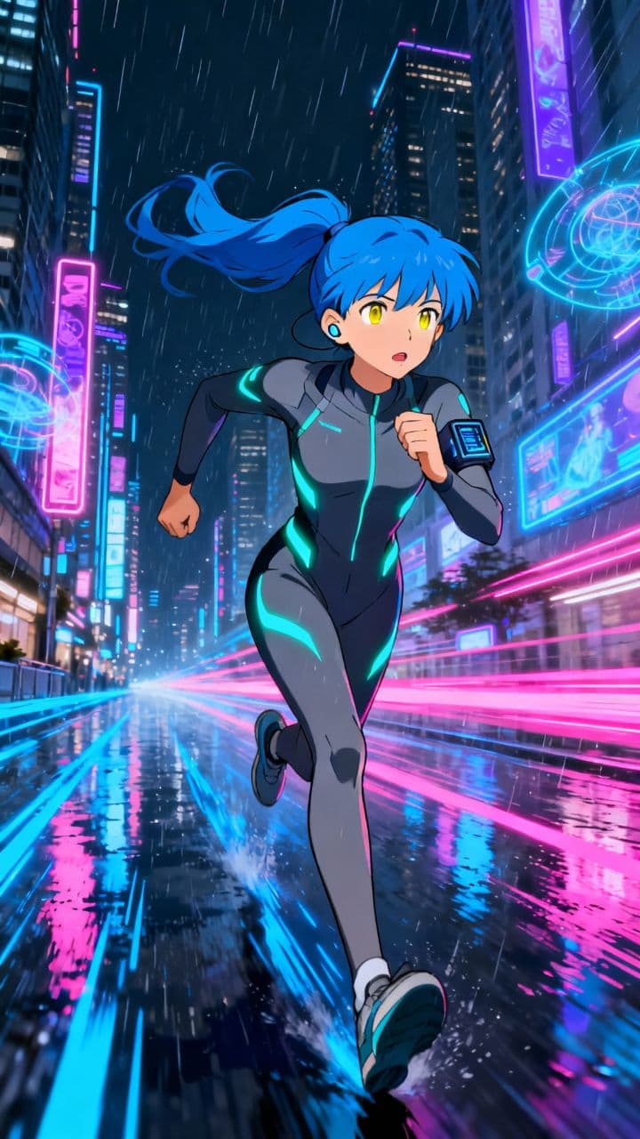 Neon Sprint in a Futuristic City