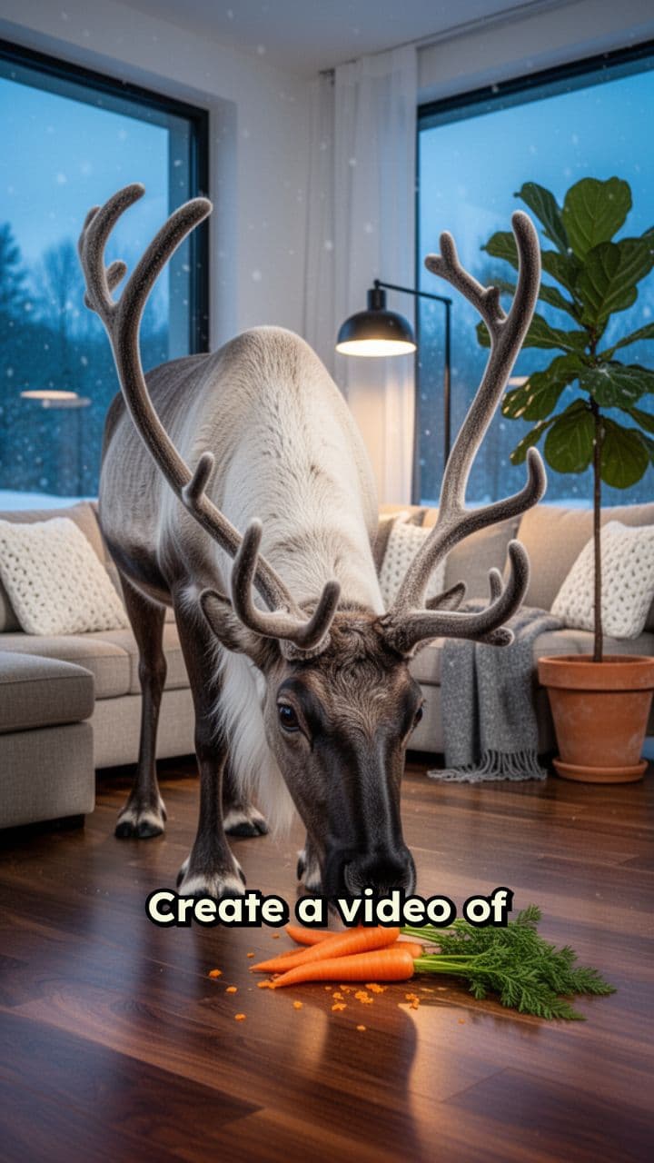 Reindeer Eating Carrots in My Living Room