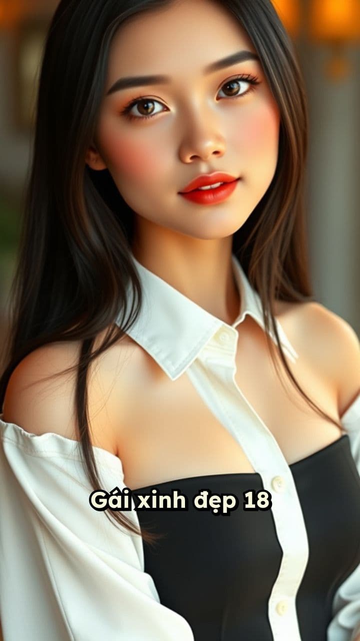 Gái xinh 18 tuổi trong áo trắng váy đen