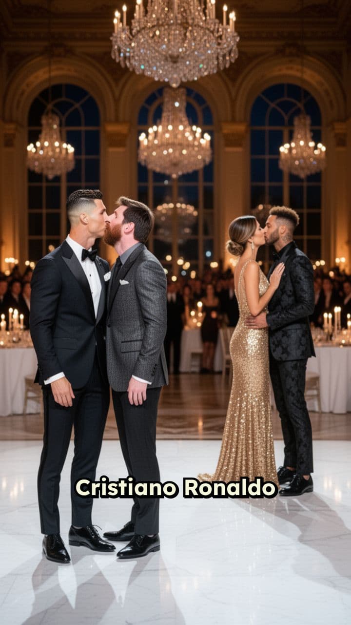 Ronaldo y Messi se besan, Georgina y Neymar también