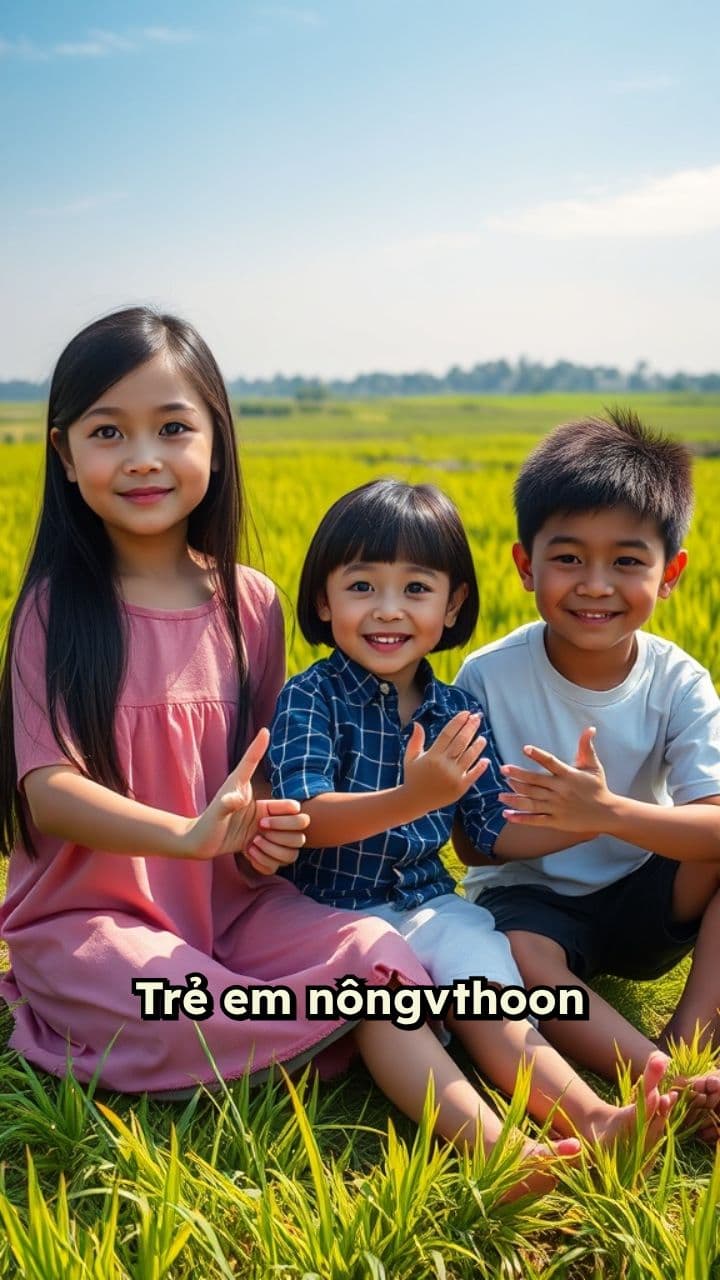 Trẻ Em Chơi Đùa Trên Cánh Đồng