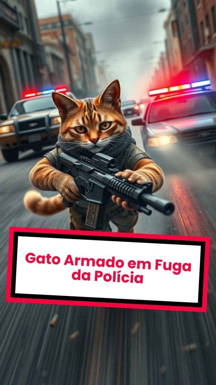 Gato Armado em Fuga da Polícia